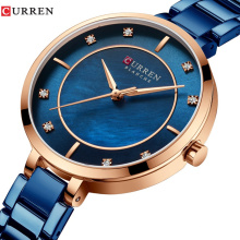 CURREN 9051 New Watches Women Fashion Luxury Rhinestone Dial Quartz Clock Waterproof Stainless Steel Band Wristwatch for Ladies